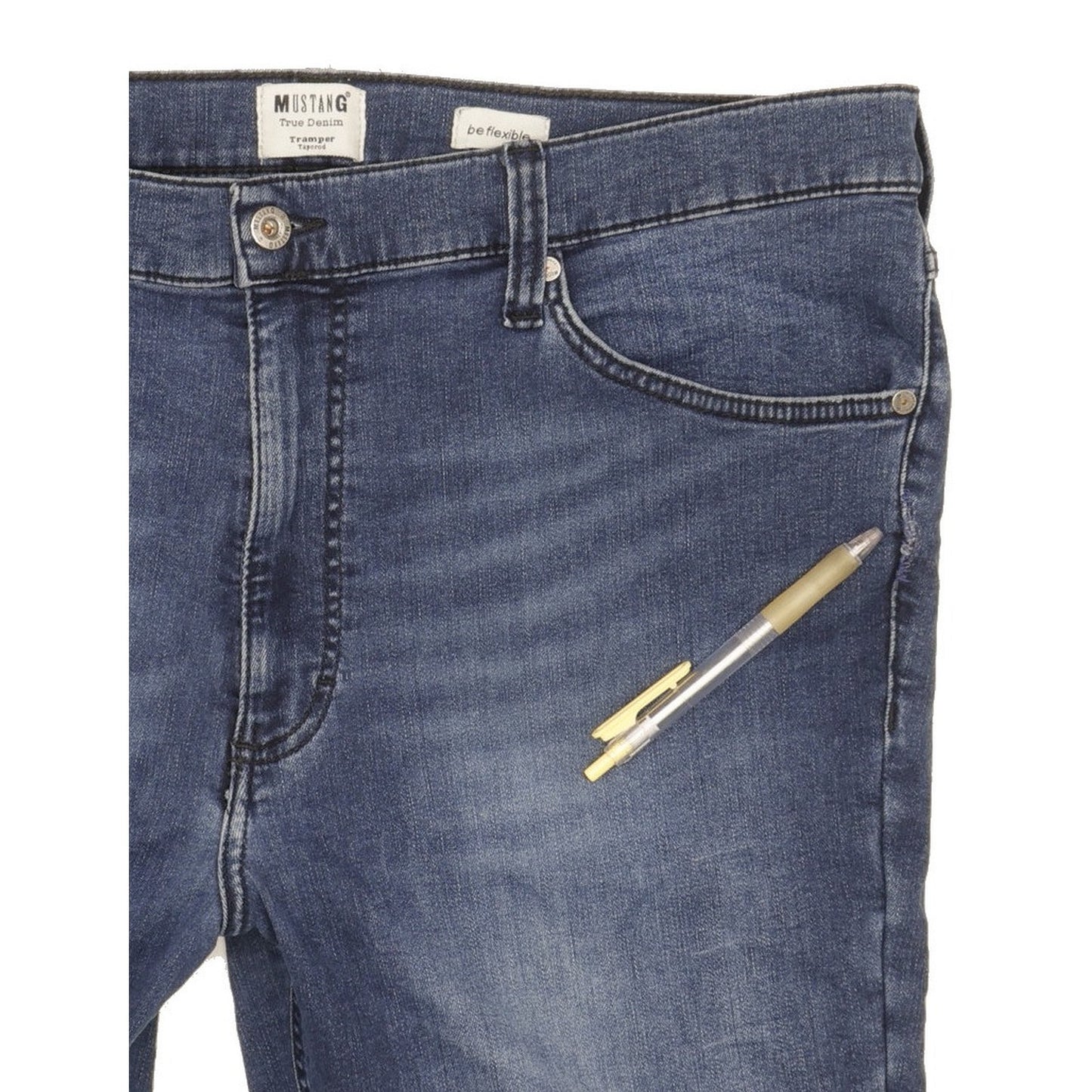 Mustang Tramper Men Blue Tapered Regular Stretch Jeans W38 L32