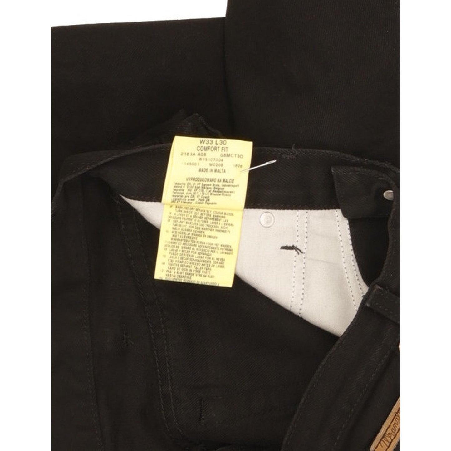 Wrangler Comfort Men Black Straight Regular Jeans W33 L30
