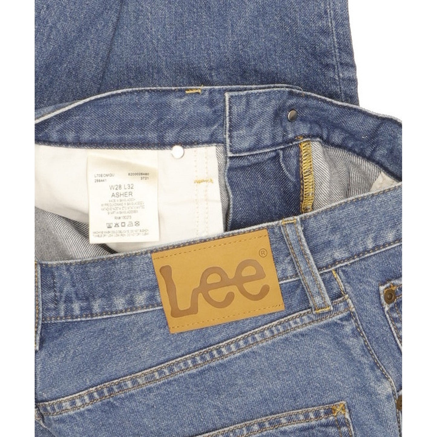 Lee Asher Men Blue Straight Loose Stretch Jeans W28 L32