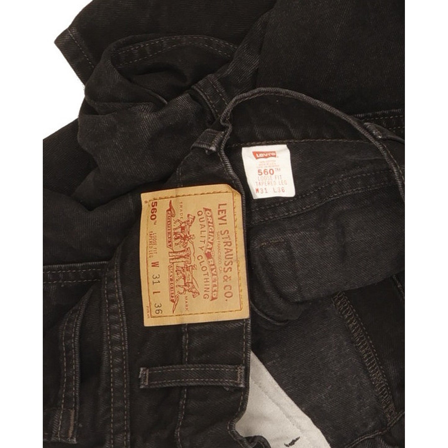 Levi's 560 Made in USA Men Black Tapered Loose Jeans W31 L36