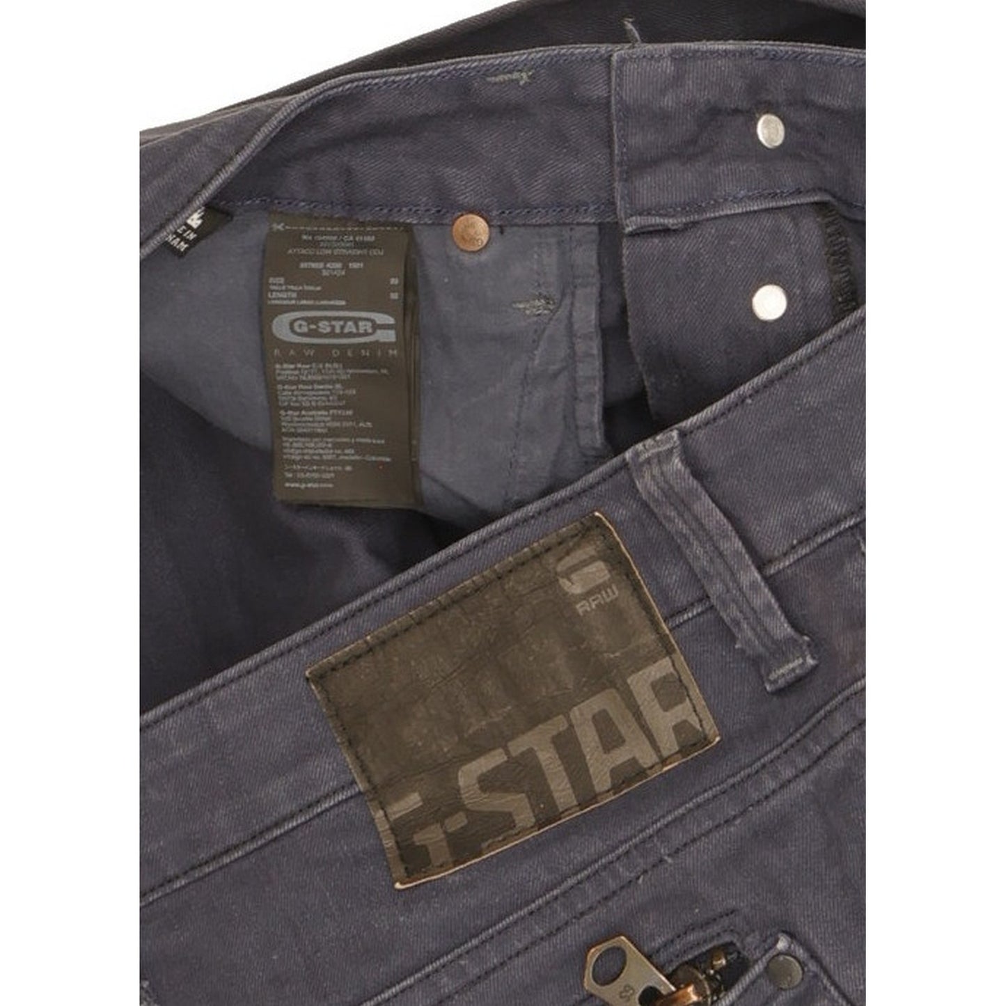 G-Star Attacc Men Navy Straight Regular Stretch Jeans W33 L32