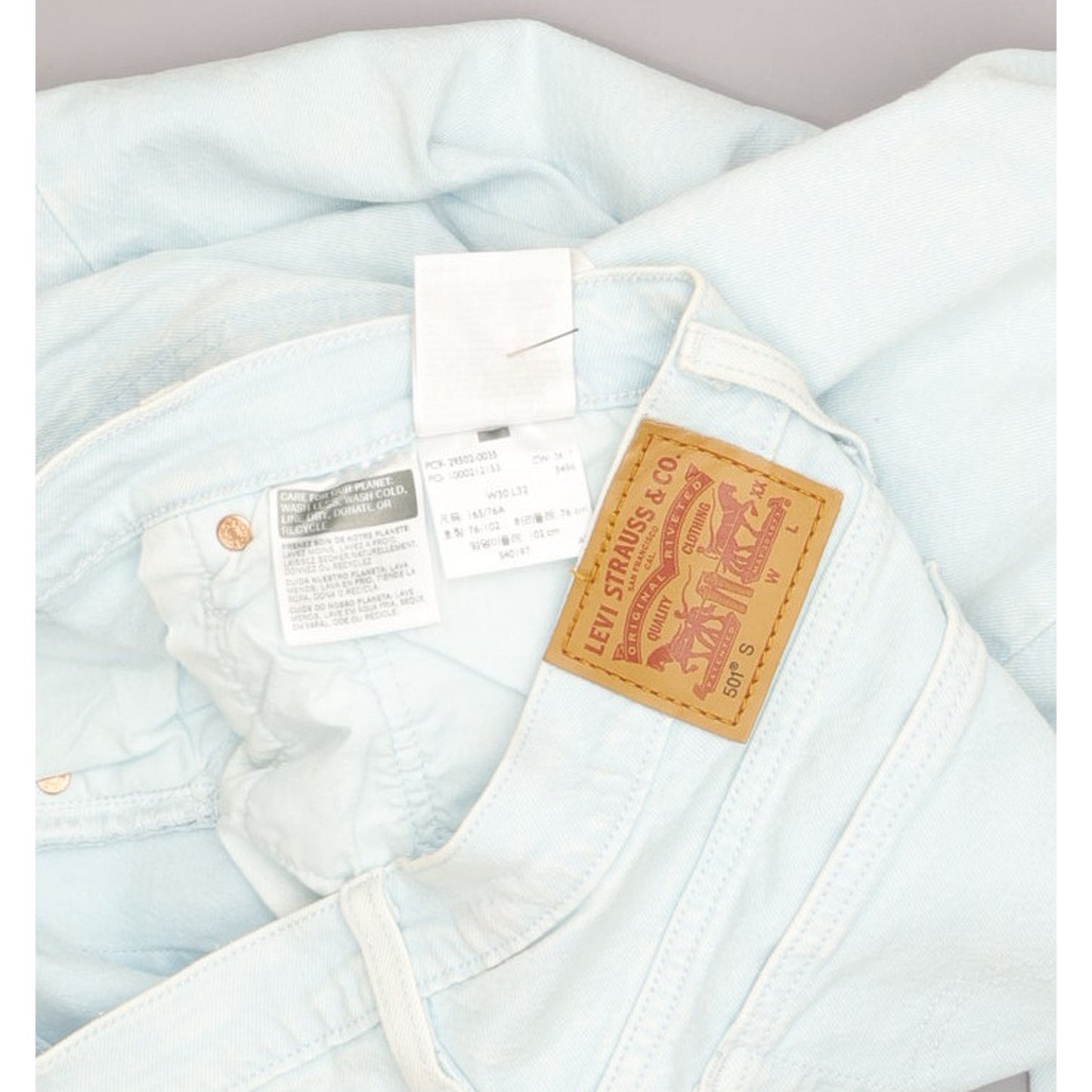 Levi's 501 Blue Straight Regular Stretch Jeans High Waisted W30 L32