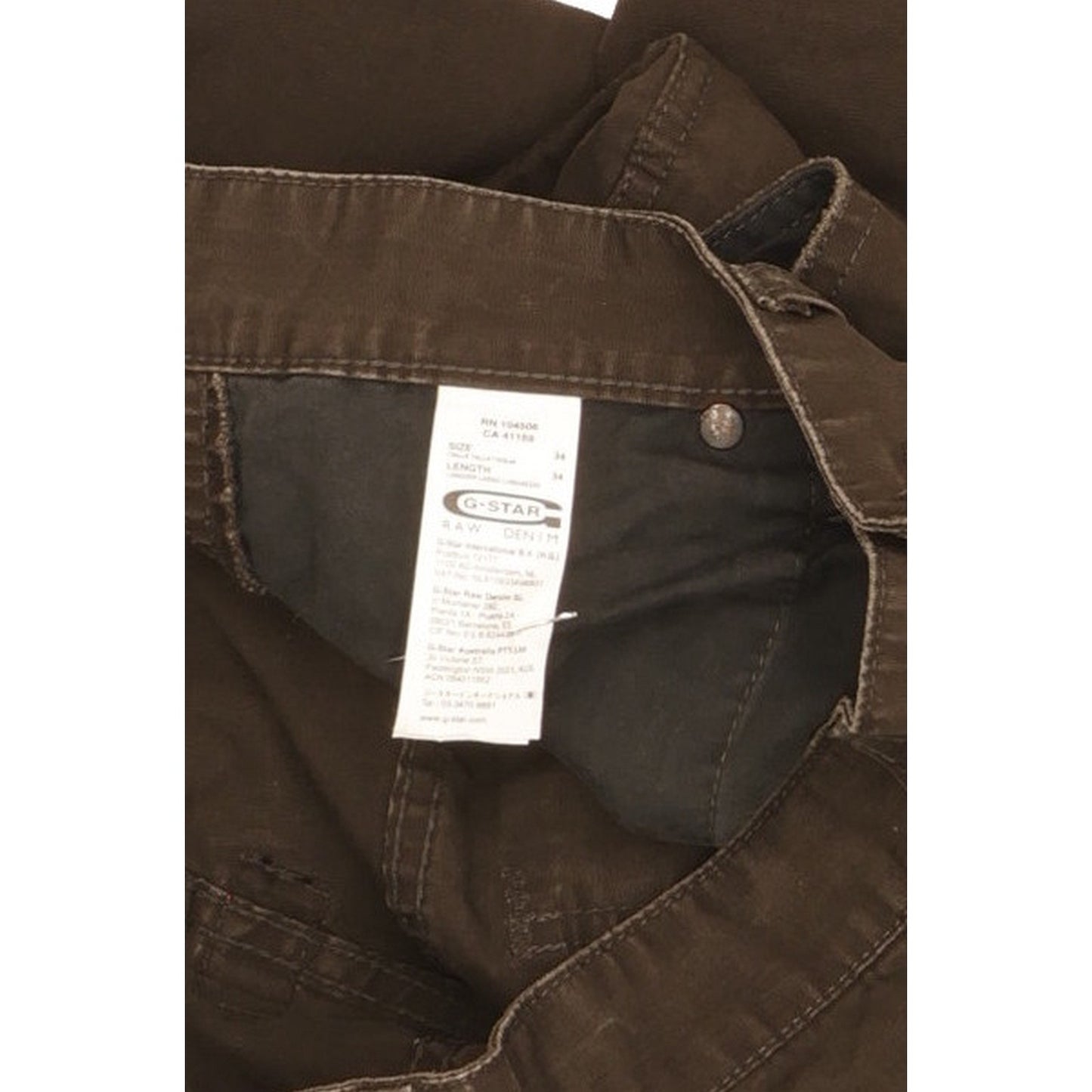 G-Star Elwood Men Brown Straight Regular Jeans W34 L34