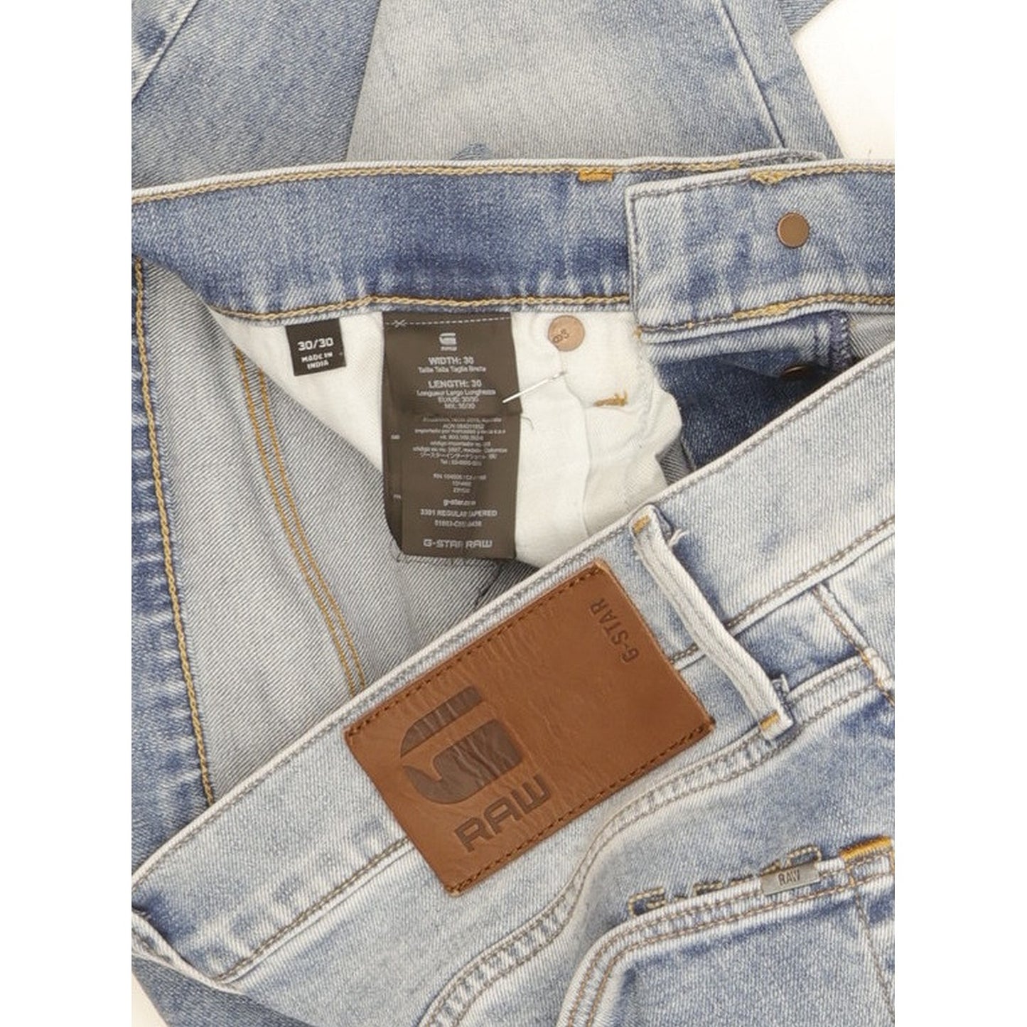 G-Star 3301 Men Blue Tapered Regular Stretch Jeans W30 L30