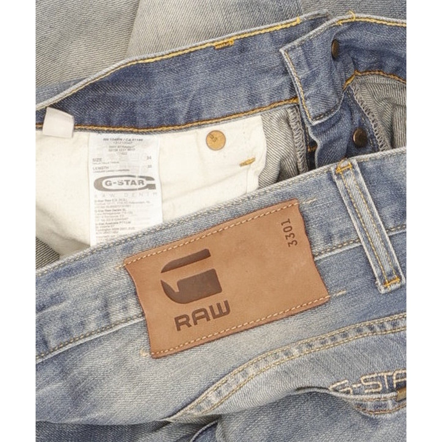 G-Star 3301 Men Blue Straight Regular Jeans W34 L32