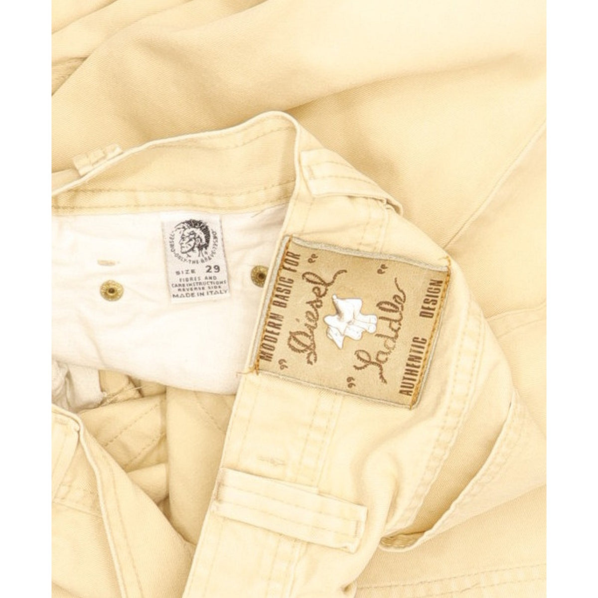 Diesel Saddle Baggy Men Beige Tapered Relaxed Jeans W29 L30