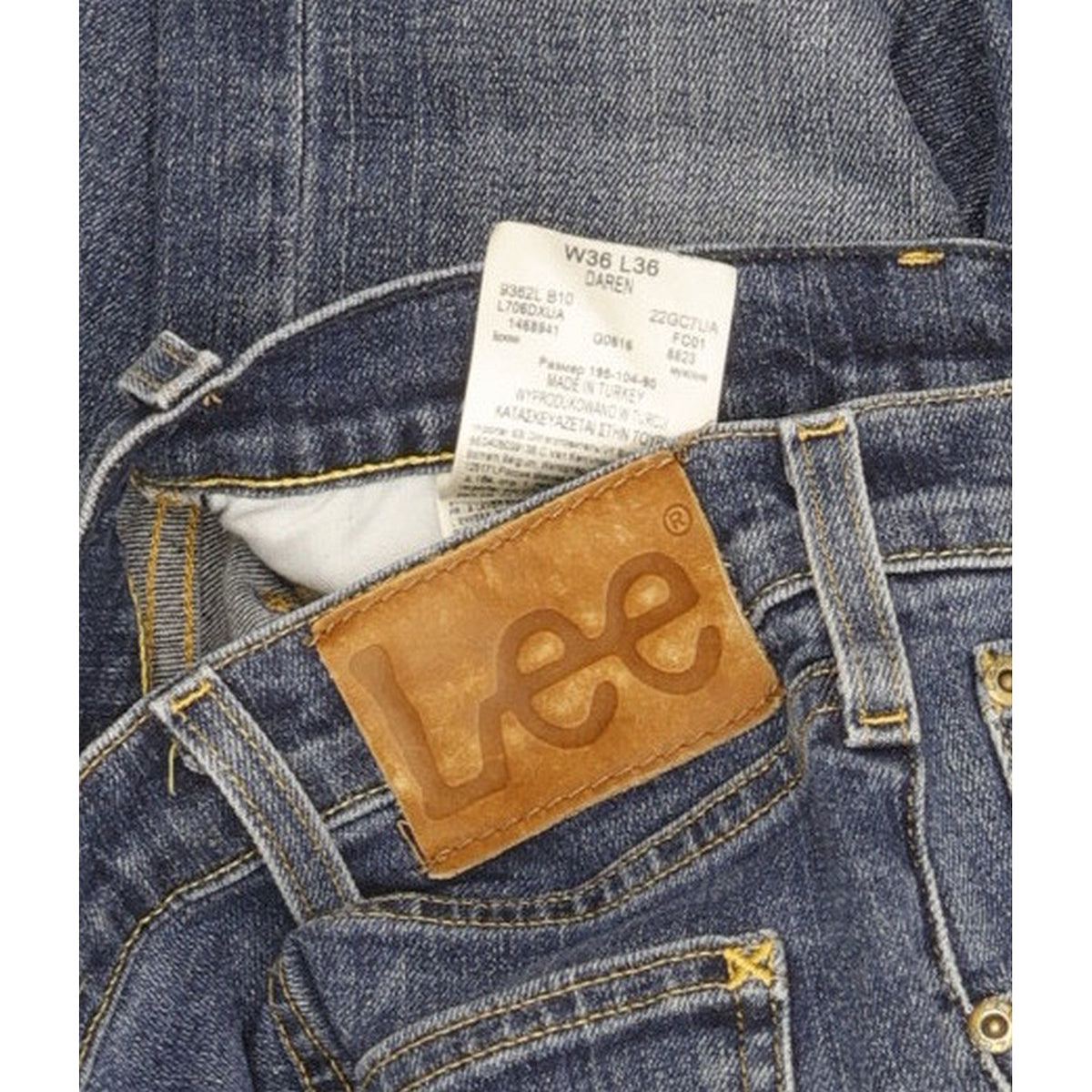Lee Daren Men Blue Straight Slim Stretch Jeans W36 L36