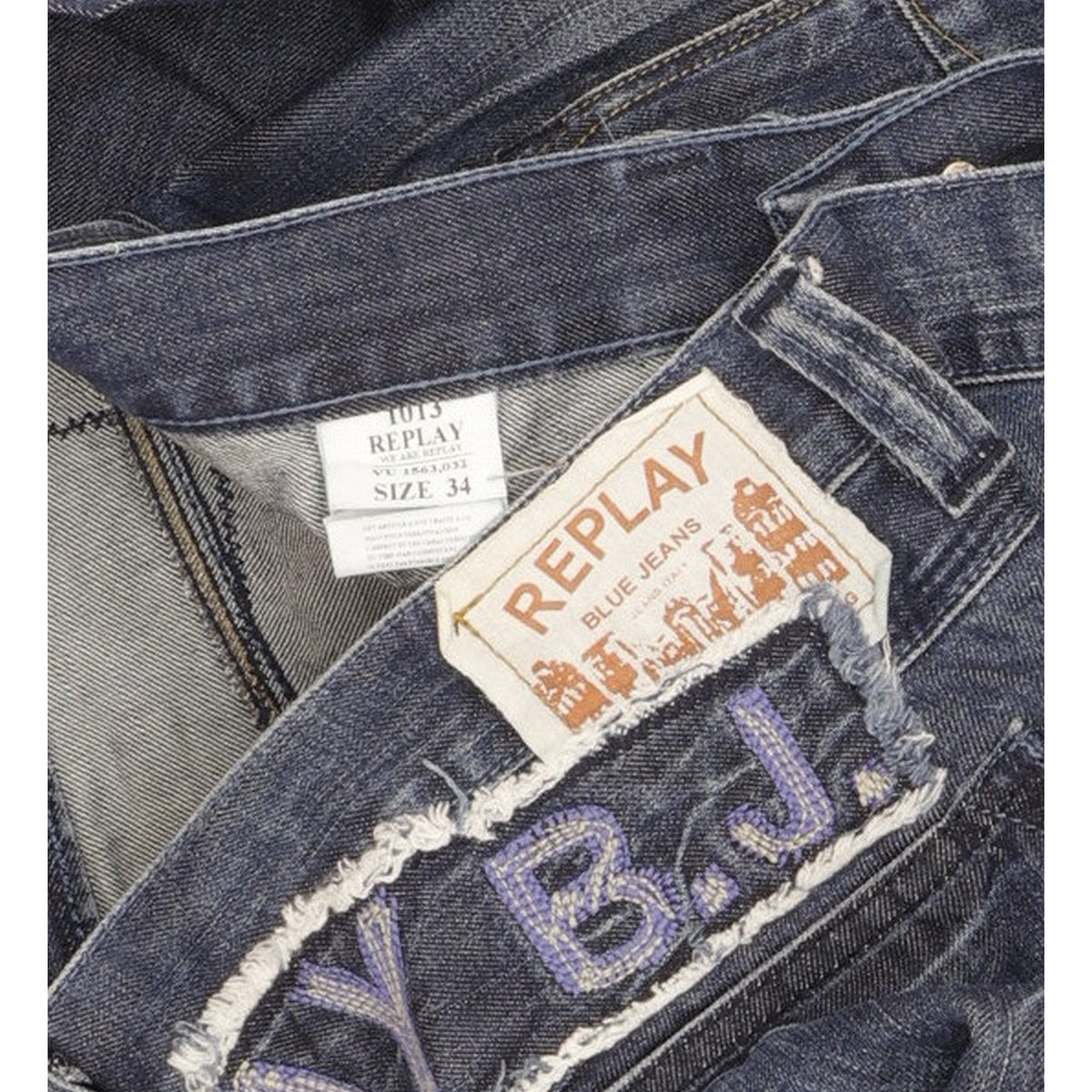 Replay Men Blue Straight Loose Jeans W34 L31