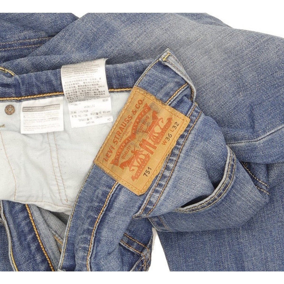 Levi's 751 Men Blue Straight Regular Stretch Jeans W36 L32