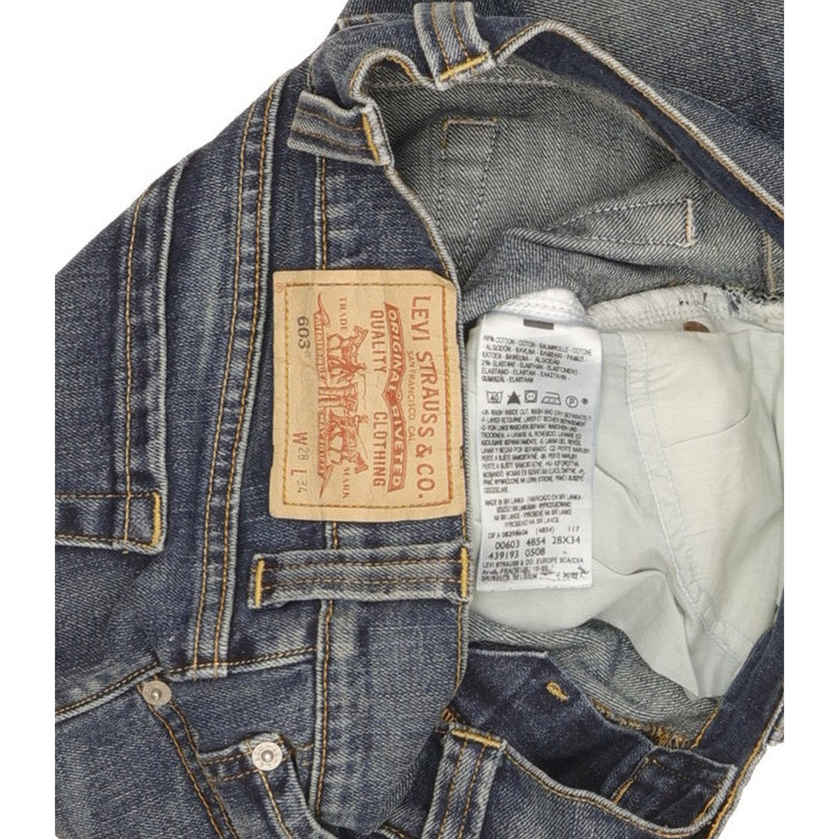 Levi's 603 Men Blue Skinny Slim Stretch Jeans W28 L34