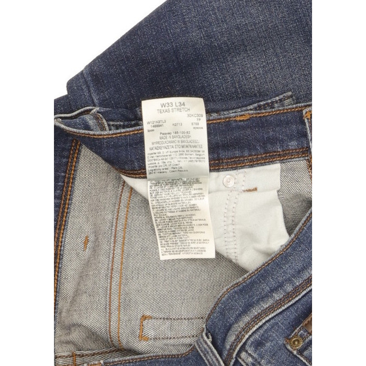 Wrangler Texas Men Blue Straight Regular Stretch Jeans W33 L34