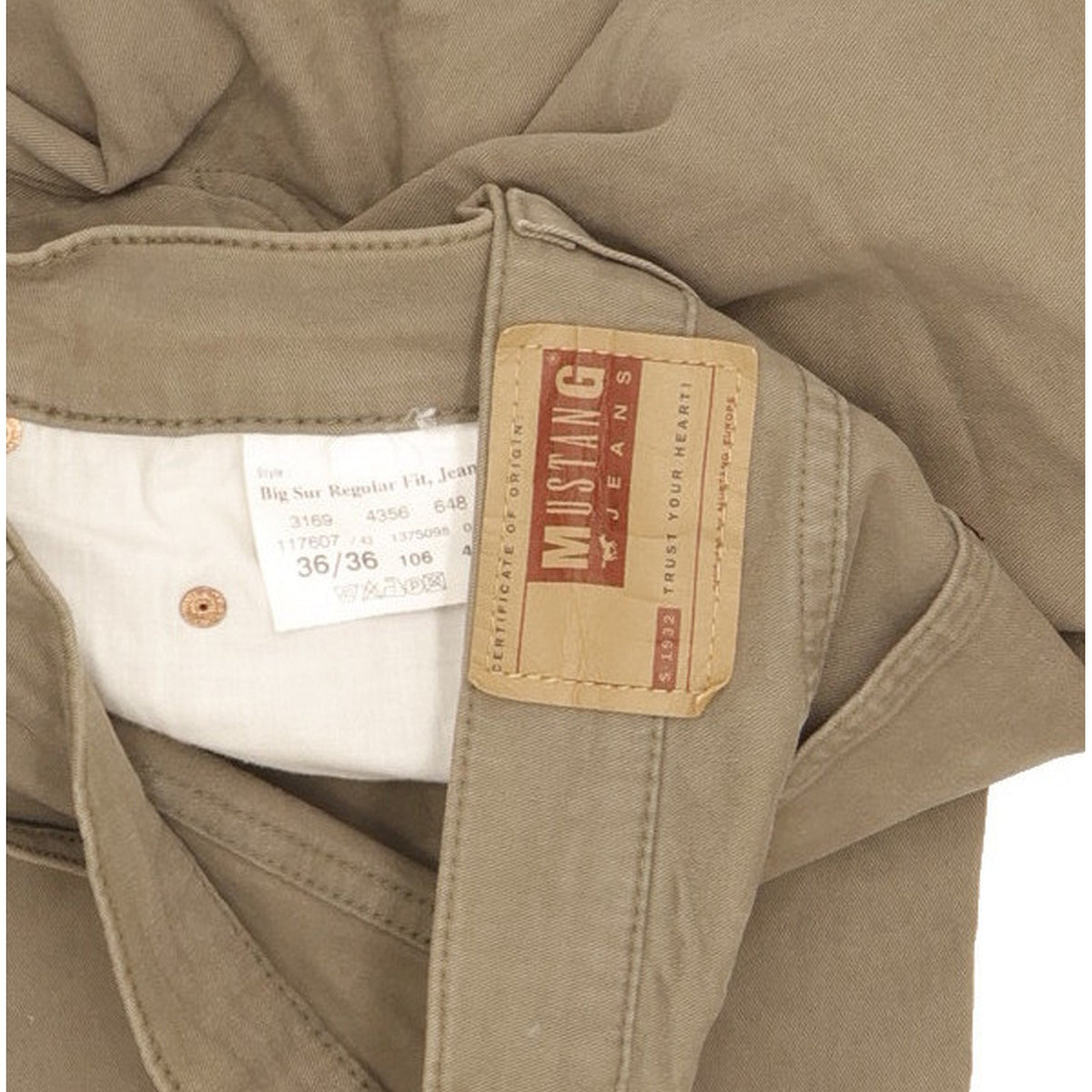 Mustang Big Sur Men Green Straight Regular Stretch Jeans W36 L36