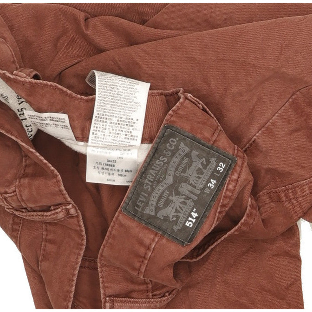 Levi's 514 Men Brown Straight Slim Jeans W34 L32