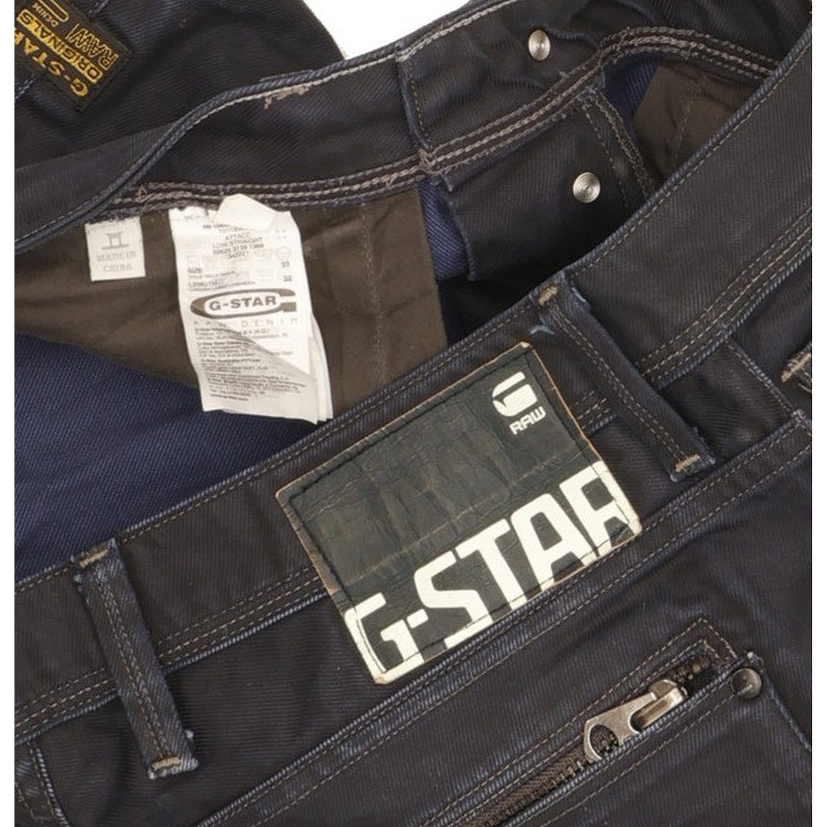 G-Star Attacc Men Navy Straight Slim Jeans W33 L32