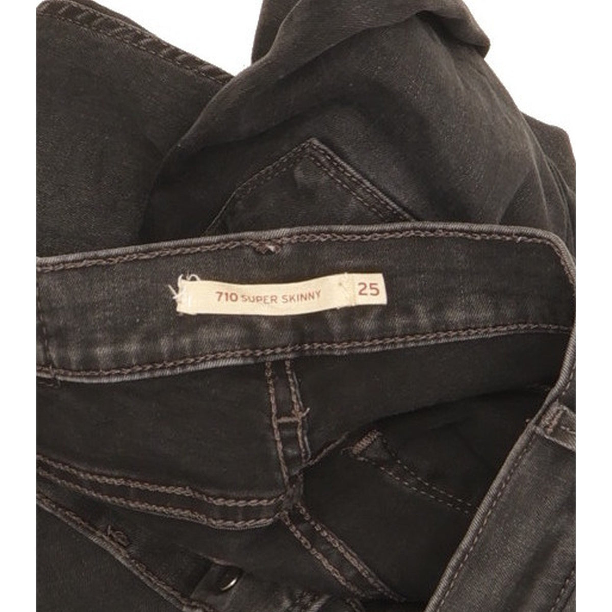 Levi's 710 Super Women Black Skinny Slim Stretch Jeans W25 L28