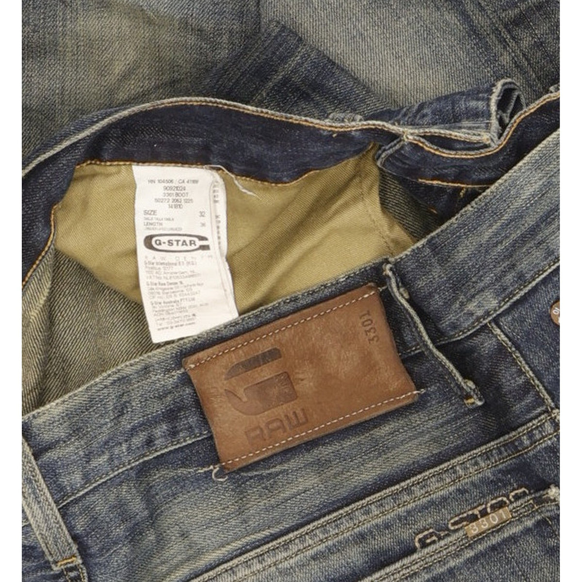 G-Star 3301 Men Blue Bootcut Regular Jeans W32 L36