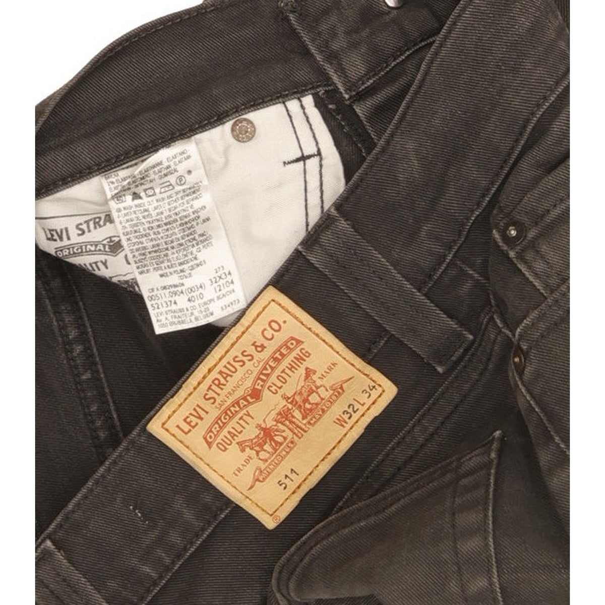 Levi's 511 Men Black Straight Slim Stretch Jeans W32 L34