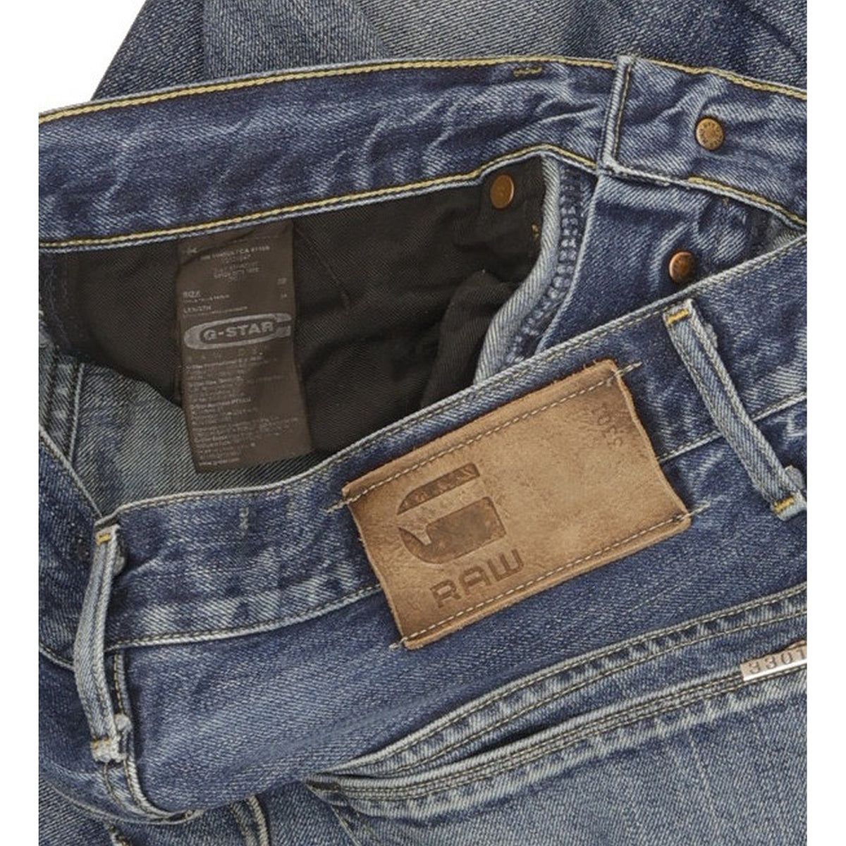 G-Star 3301 Men Blue Straight Regular Jeans W32 L34