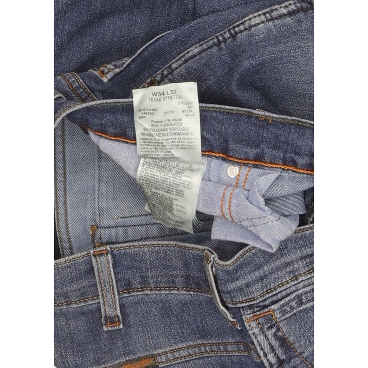 Wrangler Texas Men Blue Straight Regular Stretch Jeans W34 L32
