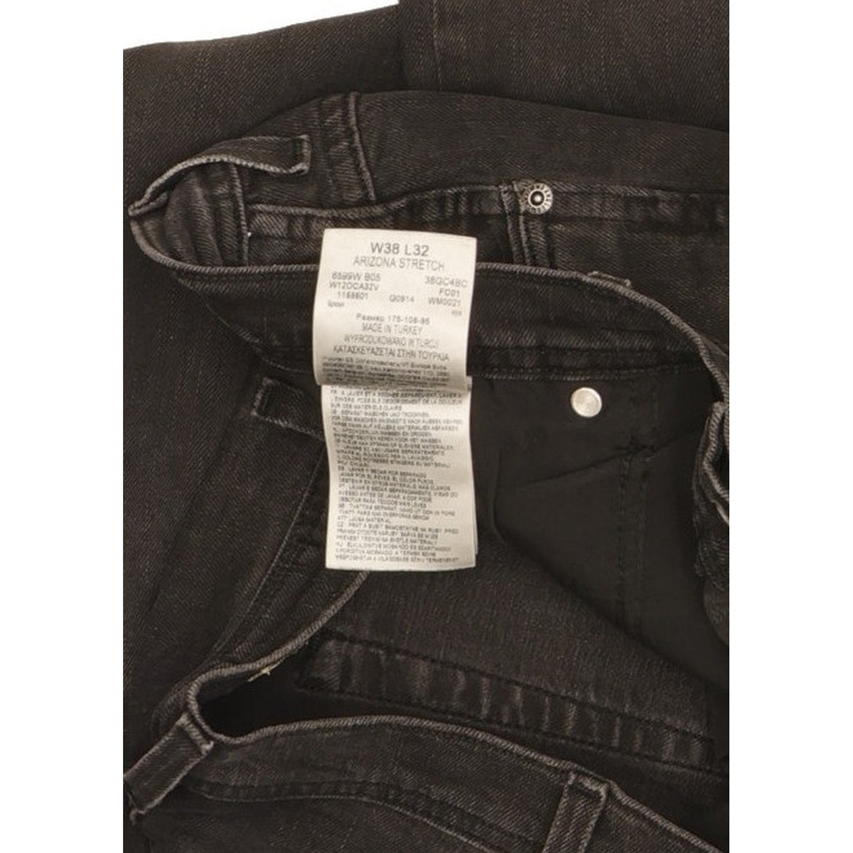 Wrangler Arizona Men Black Straight Regular Stretch Jeans W38 L32