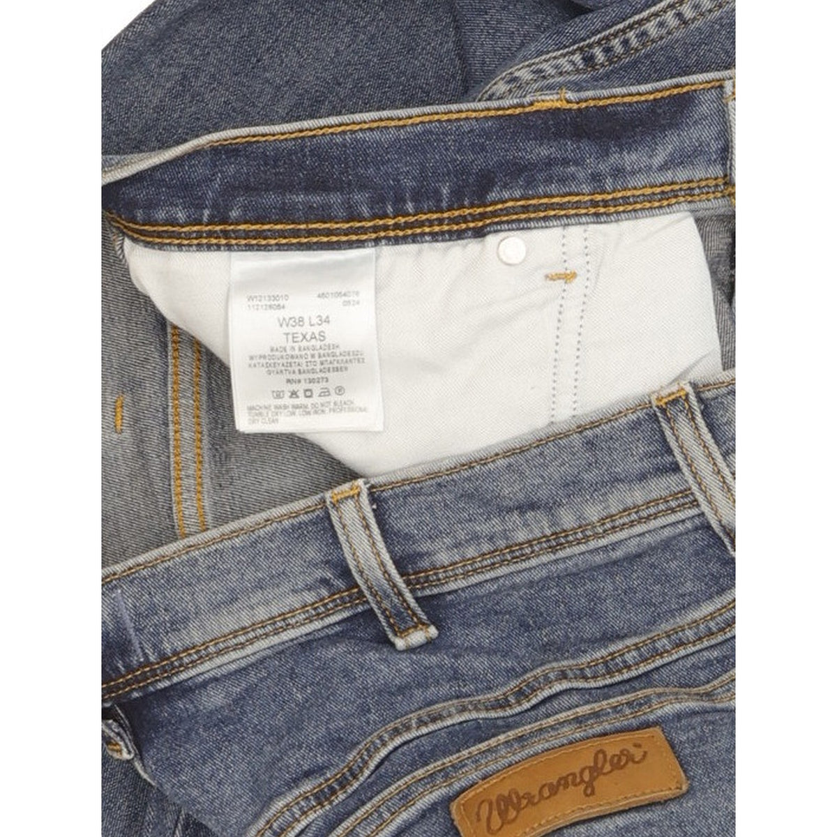 Wrangler Texas Men Blue Straight Regular Stretch Jeans W38 L34
