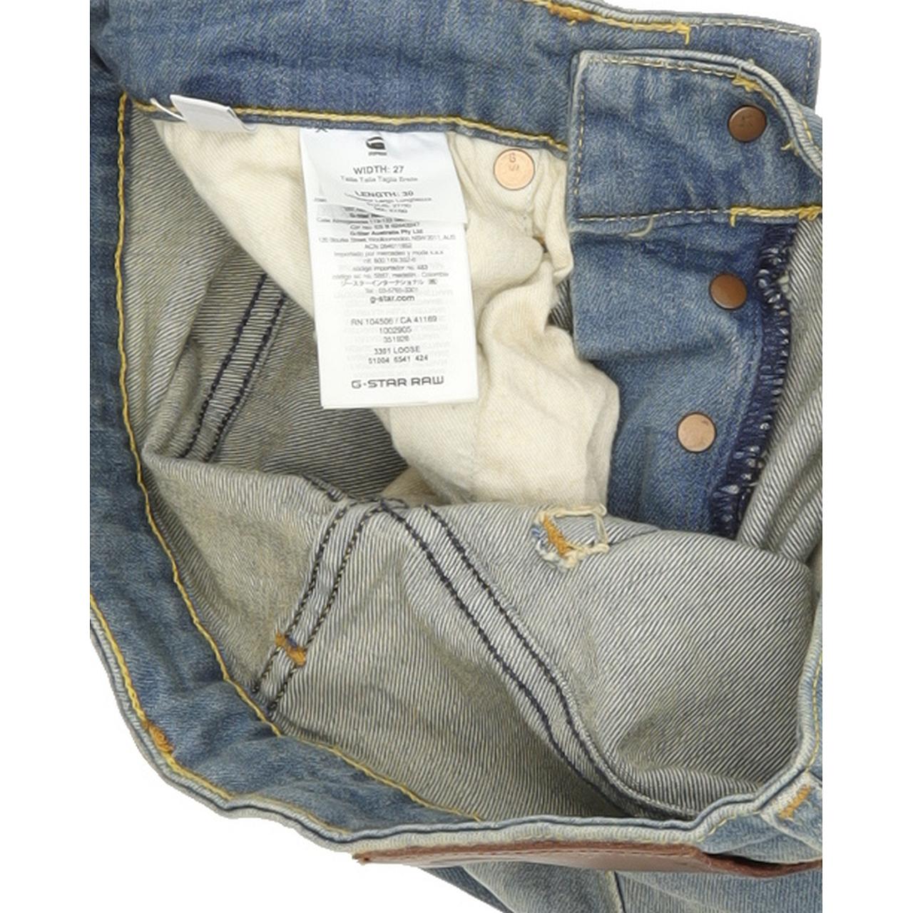 G-Star 3301 Men Blue Straight Loose Stretch Jeans W27 L30