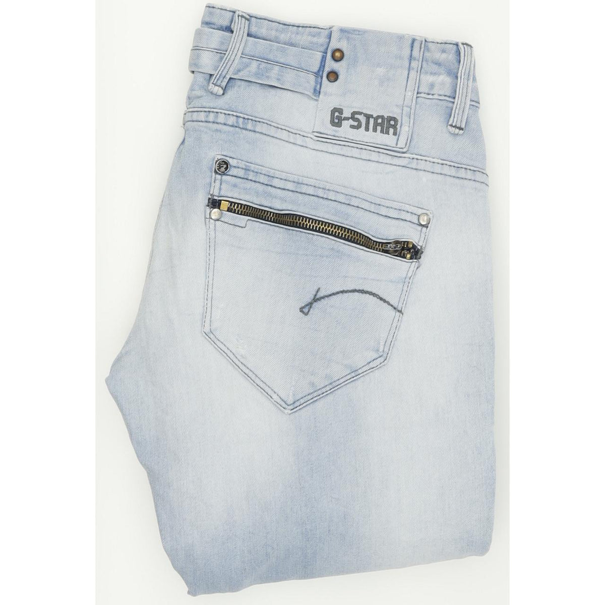 G-Star Women Blue Straight Regular Stretch Jeans W28 L30