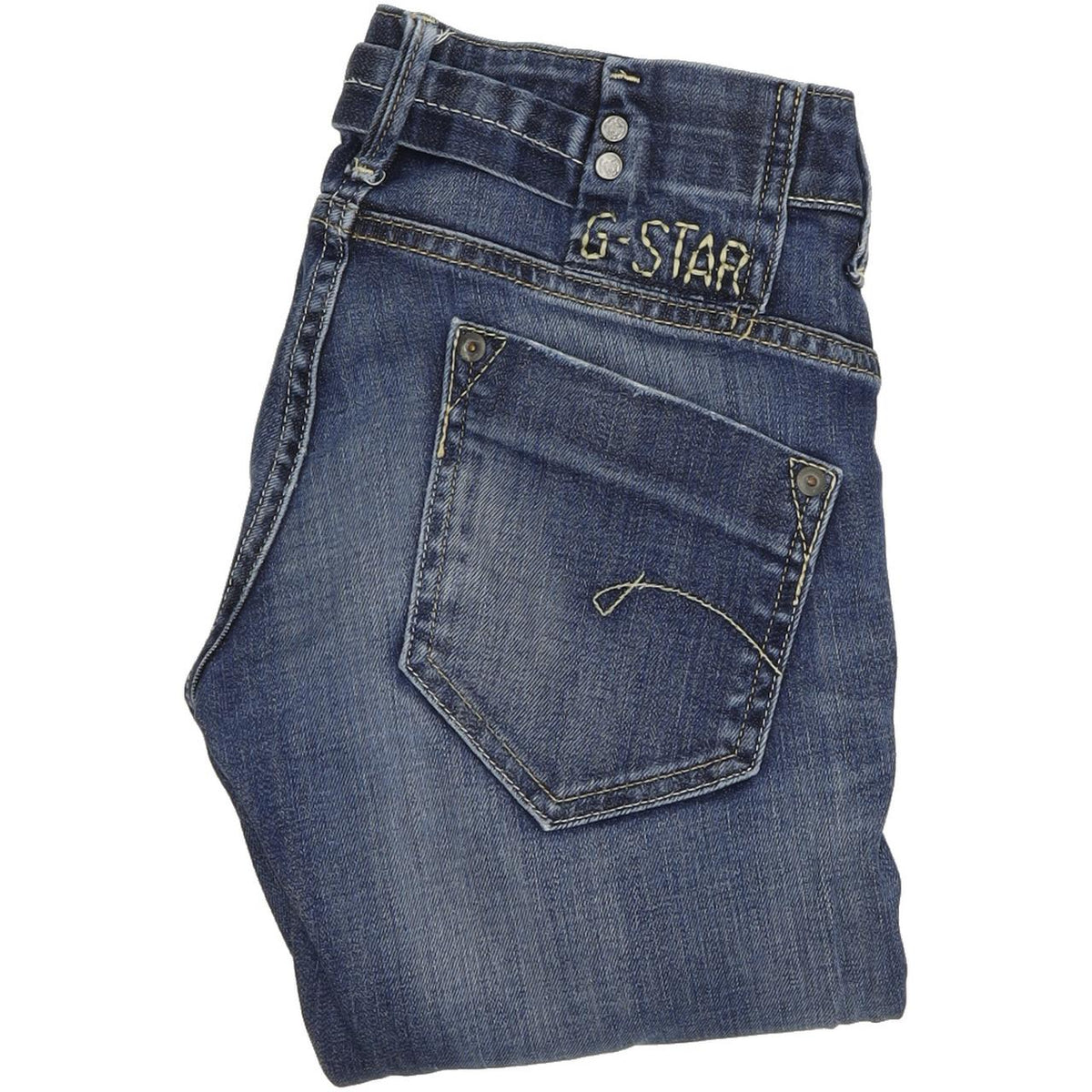 G-Star Women Blue Straight Regular Stretch Jeans W26 L30