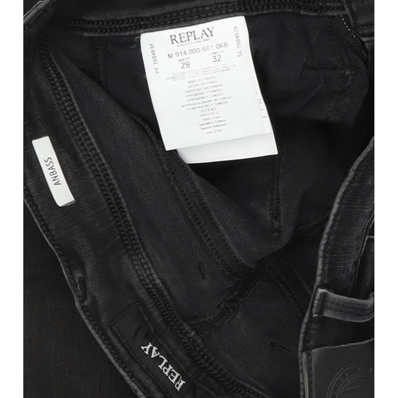 Replay Anbass Men Black Skinny Slim Stretch Jeans W29 L32