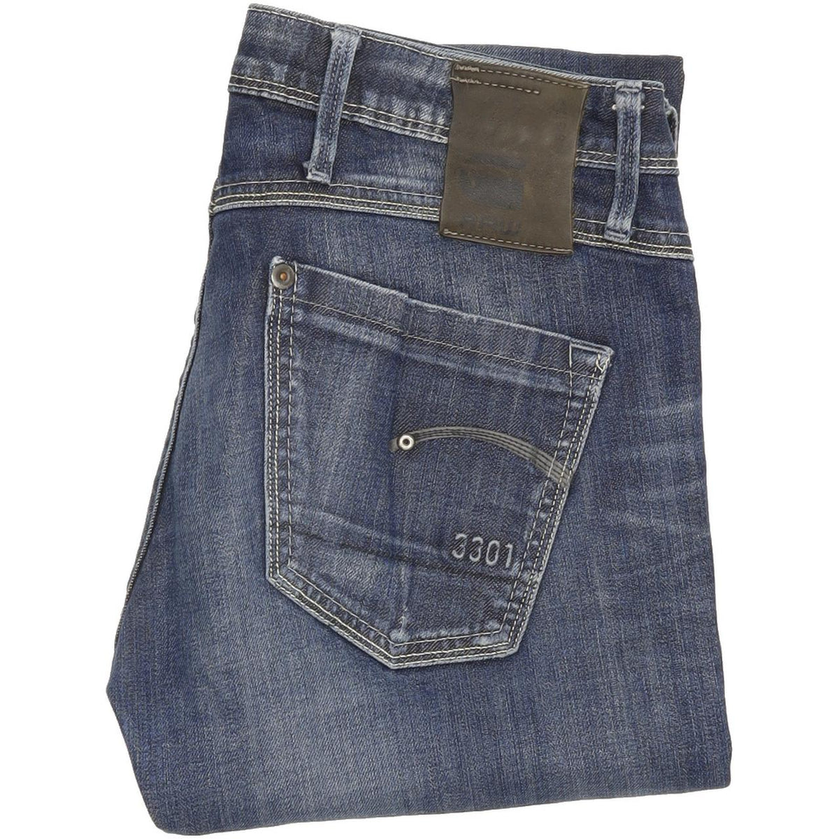 G-Star 3301 Women Blue Straight Slim Jeans W28 L30