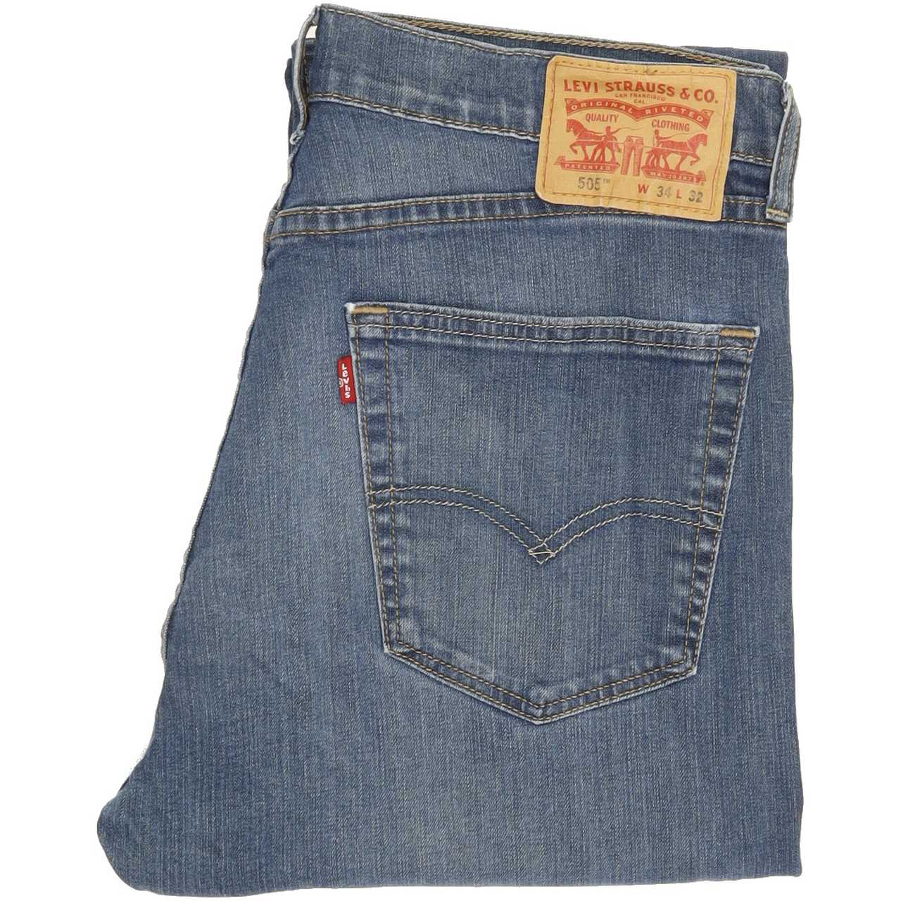 Levi's 505 Men Blue Straight Regular Stretch Jeans W34 L32