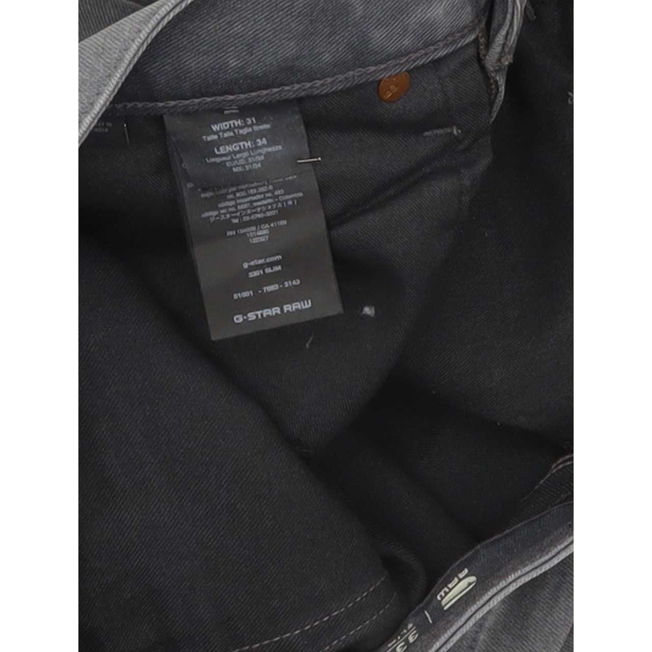 G-Star 3301 Men Grey Straight Slim Stretch Jeans W31 L34