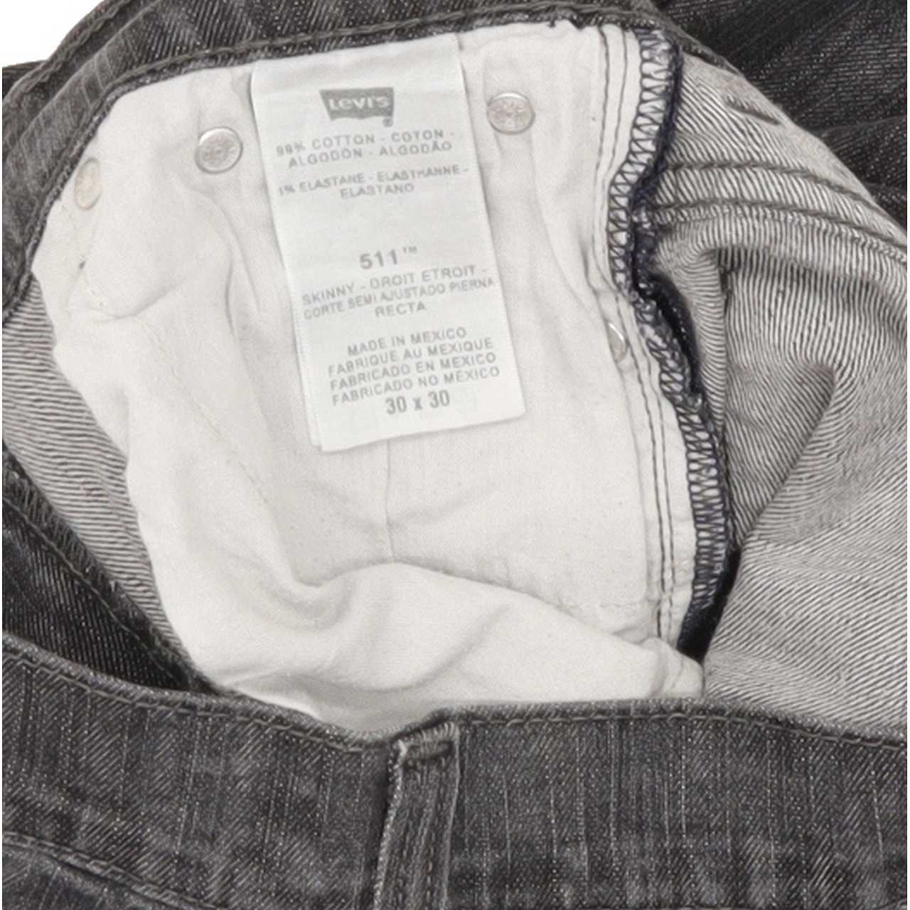 Levi's 511 Men Charcoal Straight Slim Stretch Jeans W30 L30