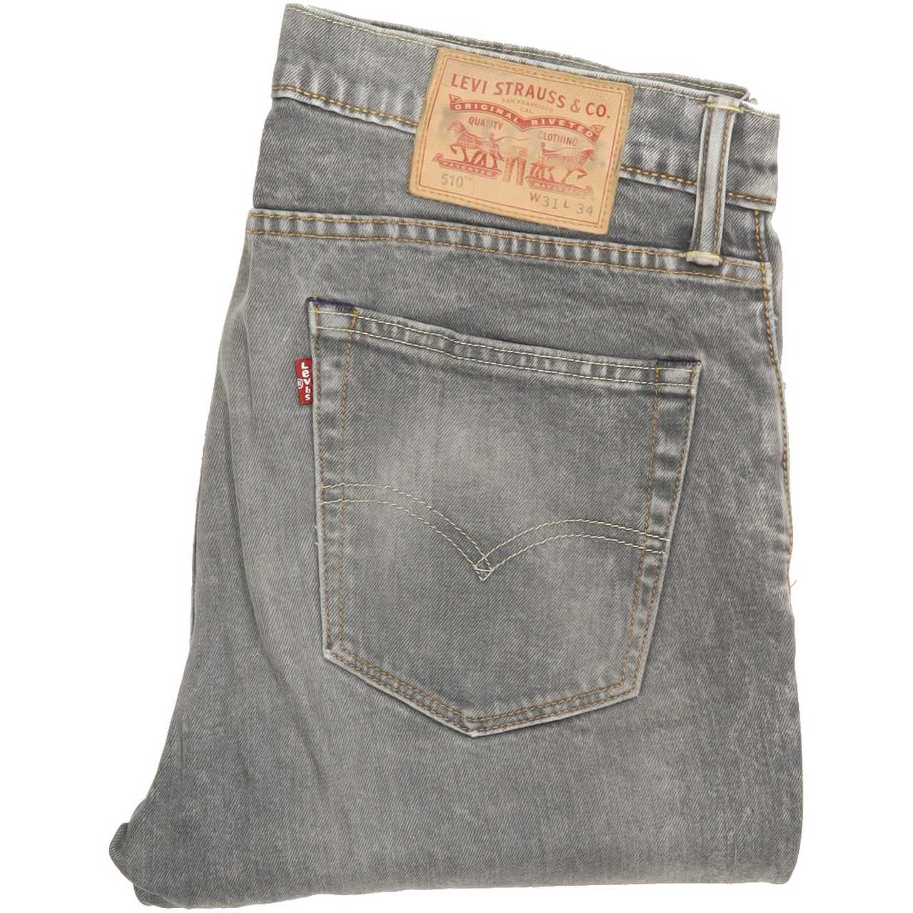 Levi's 510 Men Grey Skinny Slim Stretch Jeans W31 L33