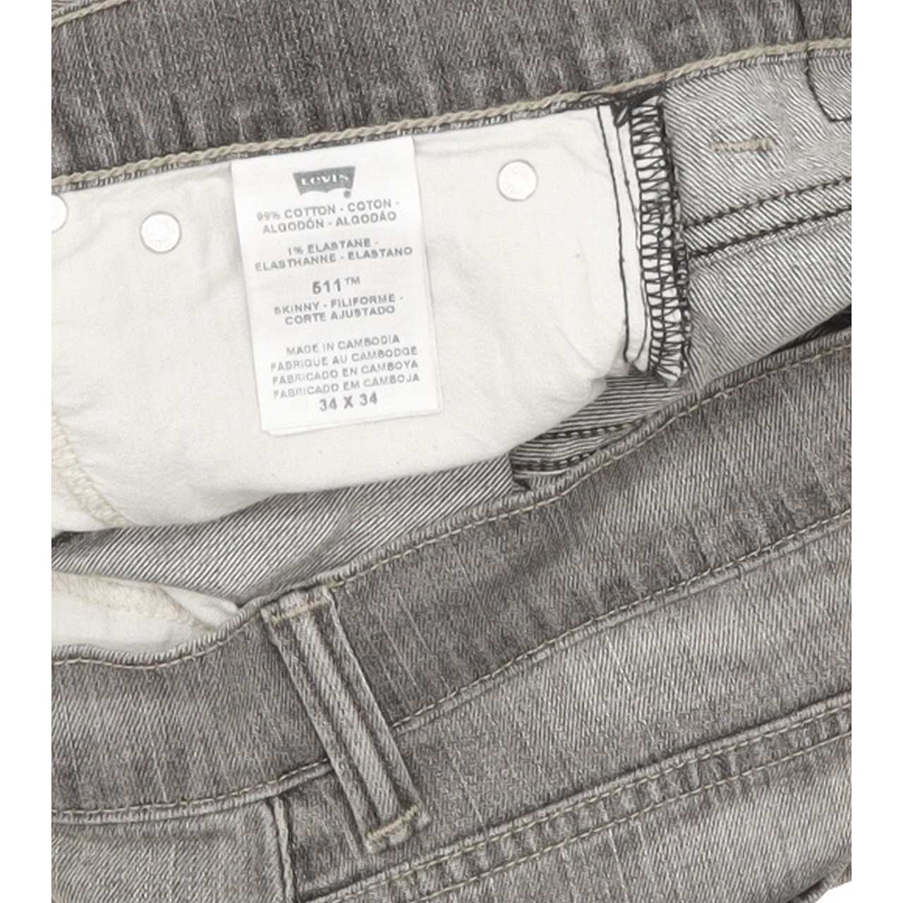 Levi's 511 Men Grey Straight Regular Stretch Jeans W34 L35