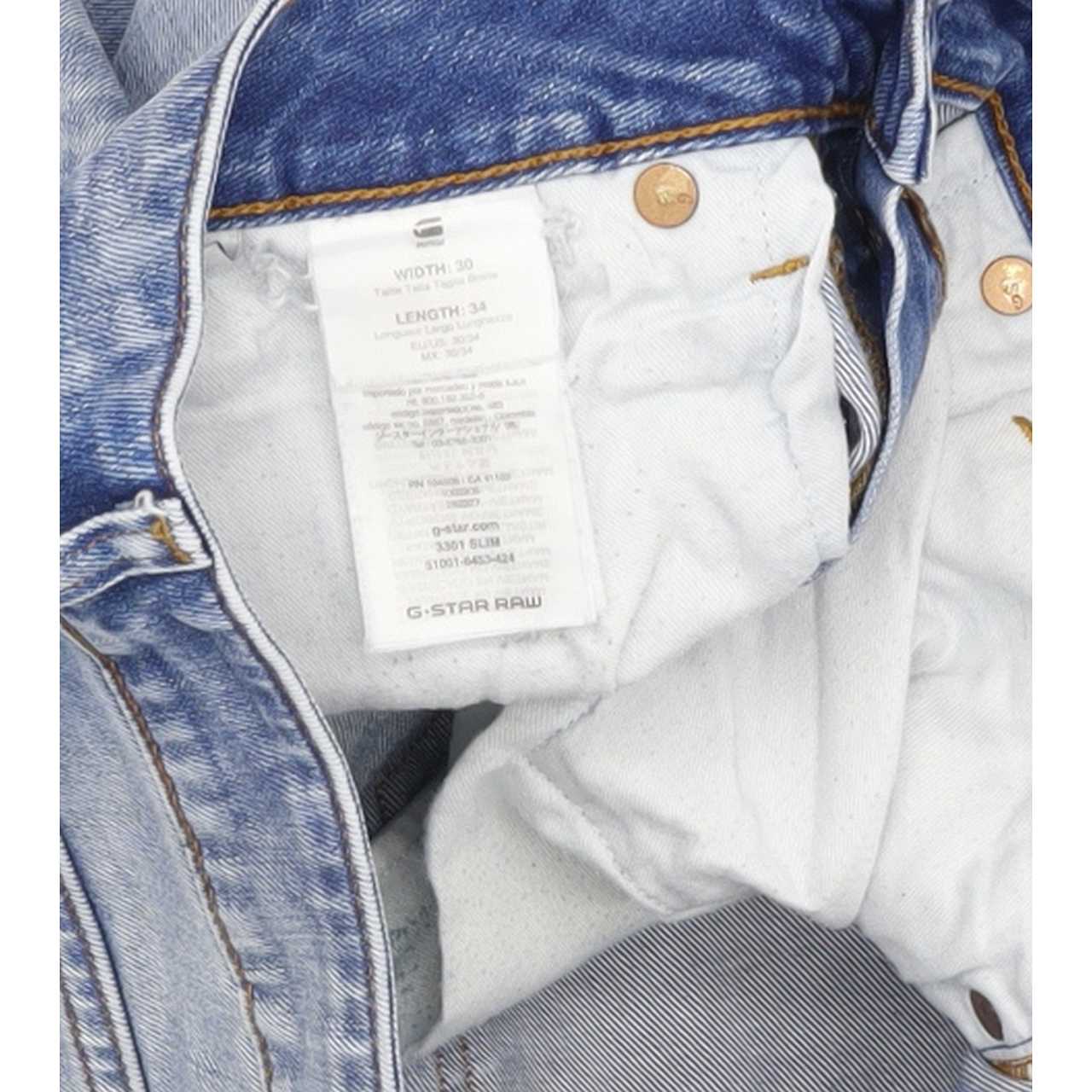 G-Star 3301 Men Blue Straight Slim Stretch Jeans W30 L34