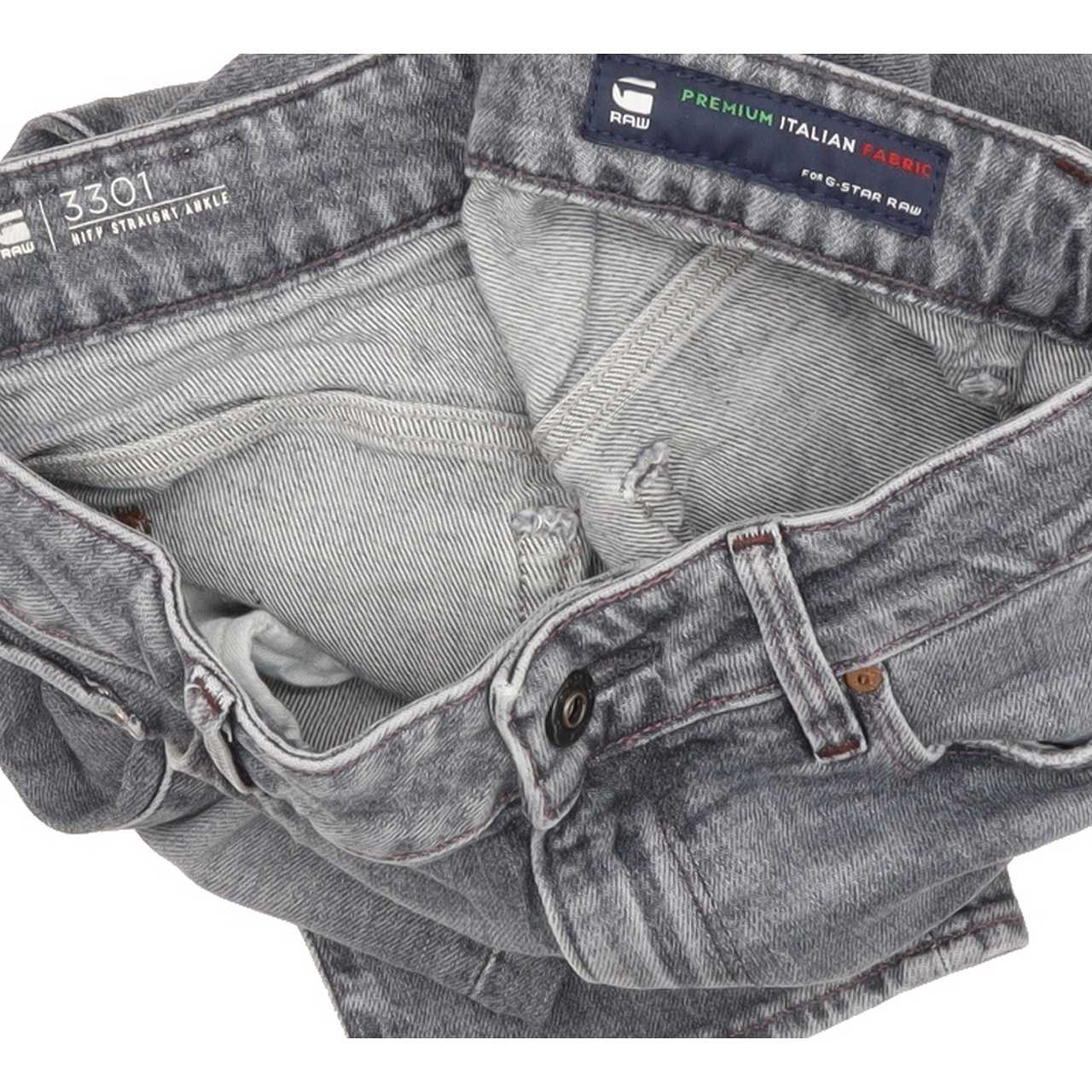 G-Star 3301 High Rise Grey Straight Regular Stretch Jeans High Waisted W28 L28