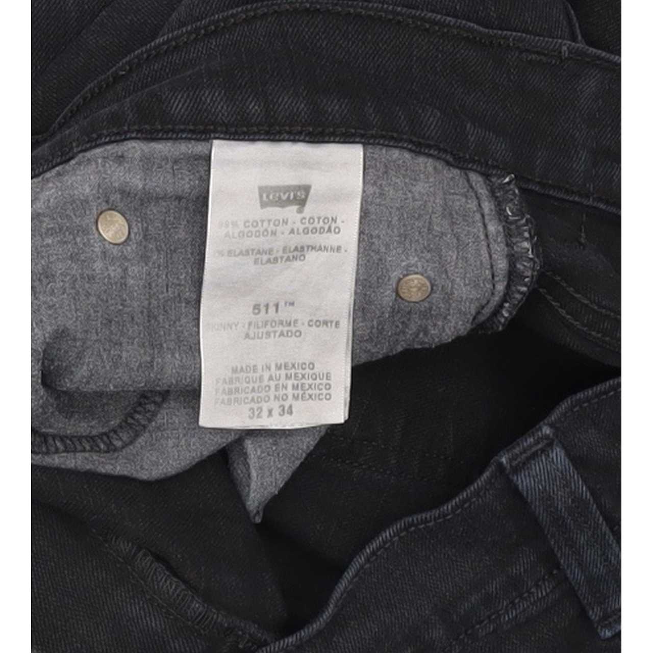 Levi's 511 Men Black Straight Slim Stretch Jeans W33 L35