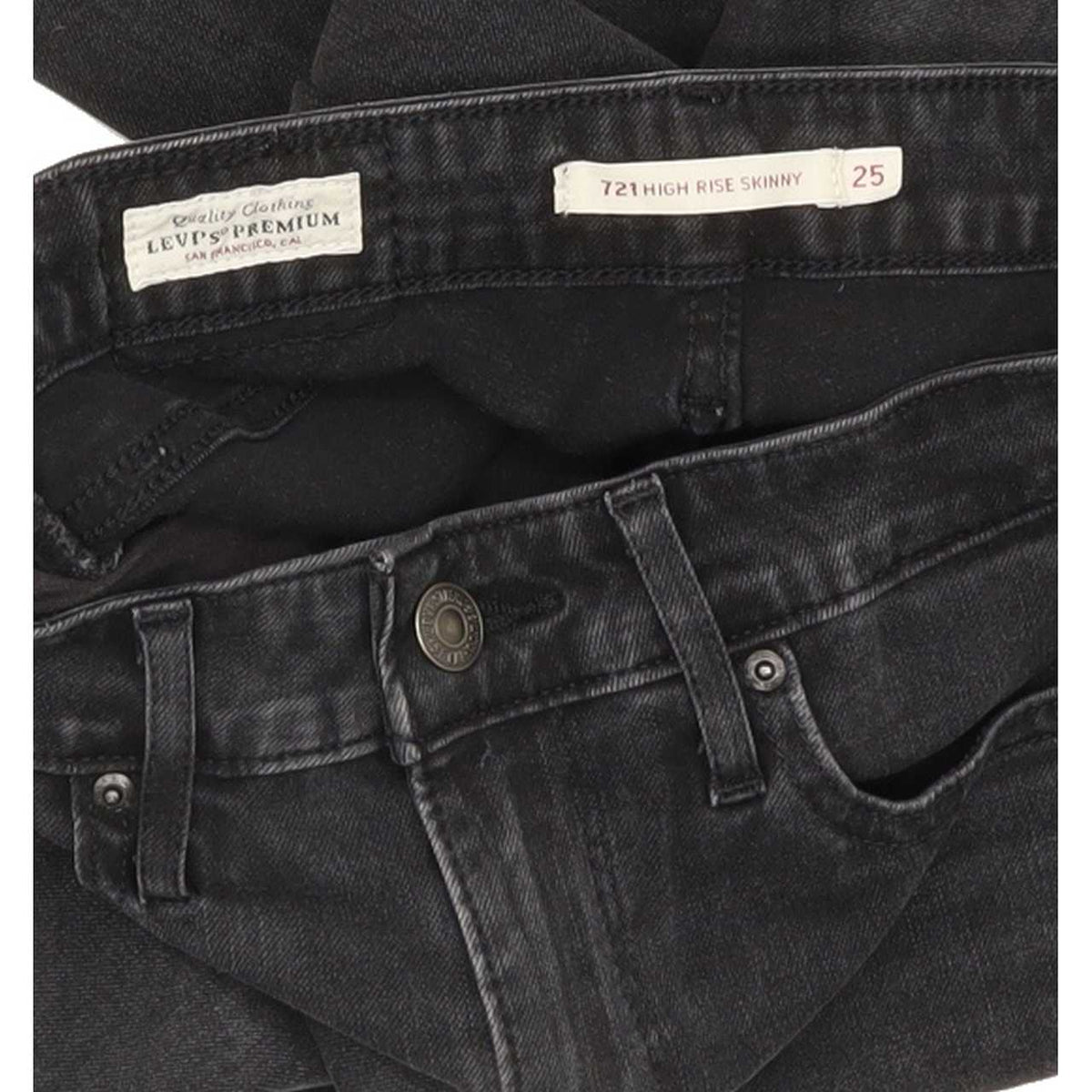 Levi's 721 High Rise Women Black Skinny Stretch Jeans W25 L29