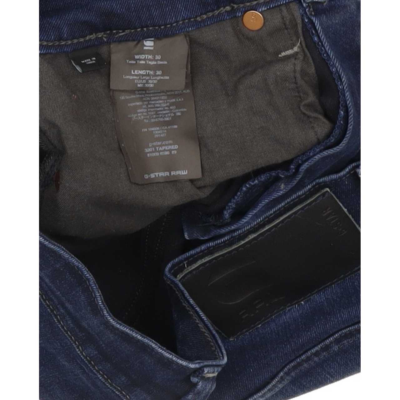 G-Star 3301 Men Blue Tapered Regular Stretch Jeans W30 L29
