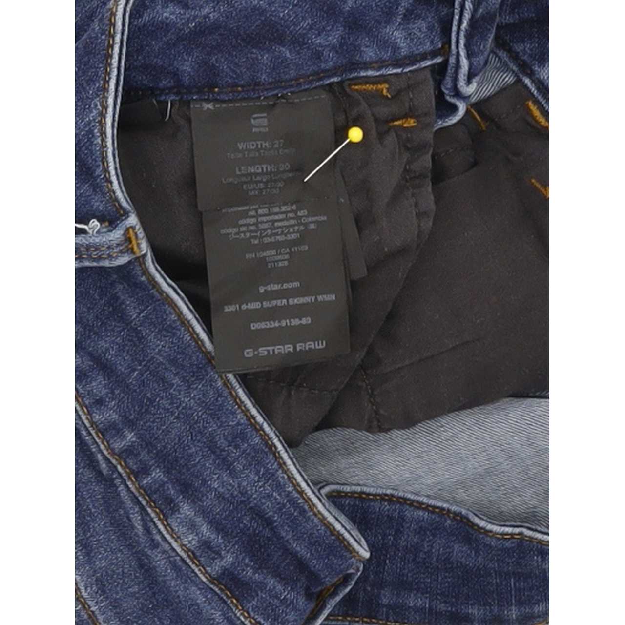 G-Star 3301 d-Mid Women Blue Skinny Regular Stretch Jeans W27 L29