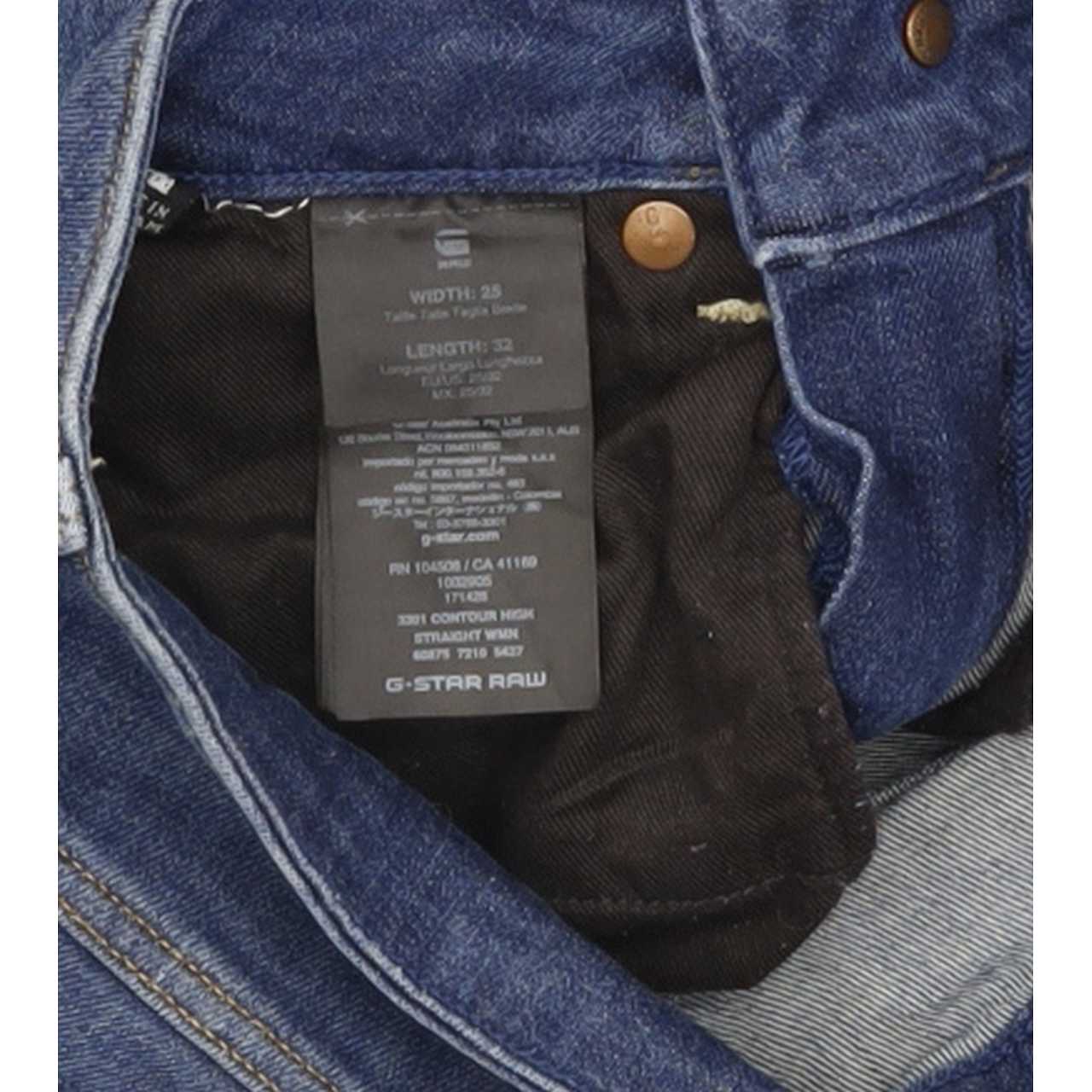 G-Star 3301 Contour Women Blue Straight Regular Stretch Jeans W25 L32