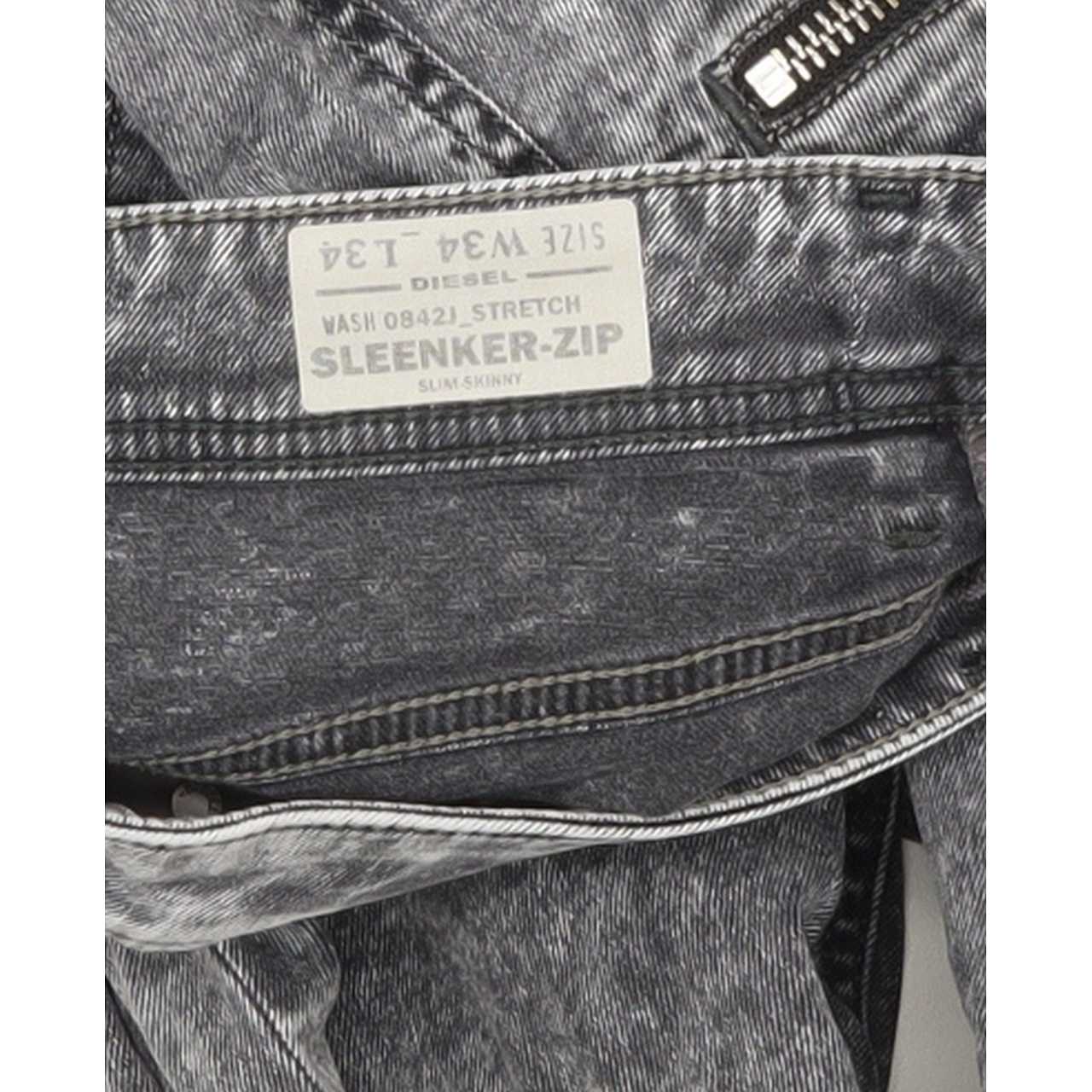 Diesel Sleenker-Zip Men Grey Skinny Slim Stretch Jeans W34 L34