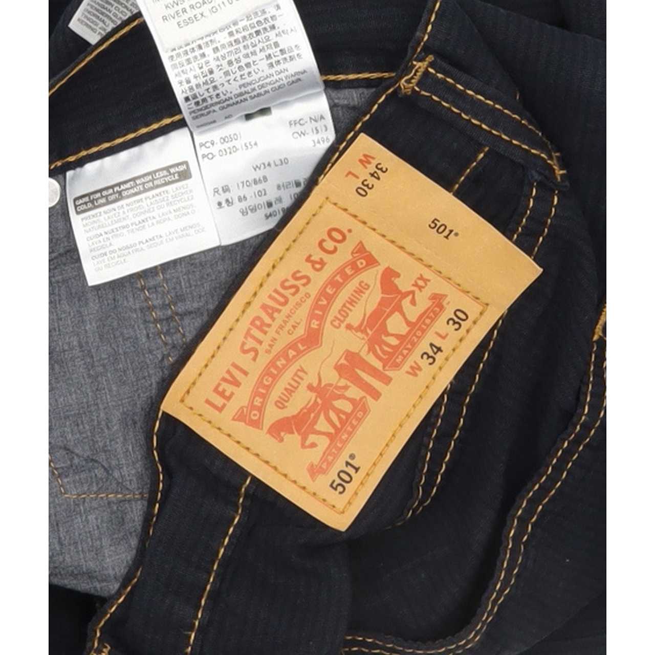 Levi's 501 Men Navy Straight Regular Trousers W34 L30