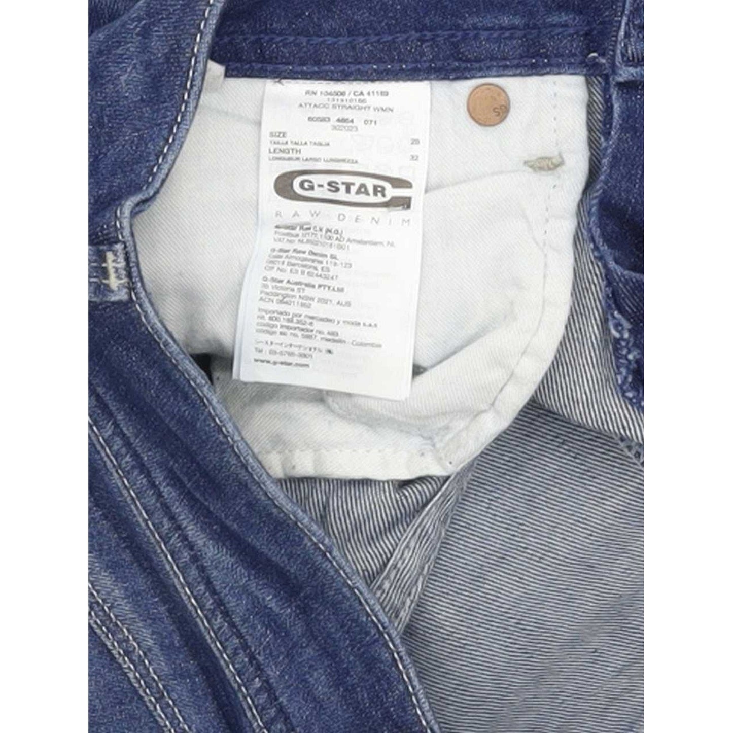 G-Star Attacc Women Blue Straight Slim Stretch Jeans W28 L32