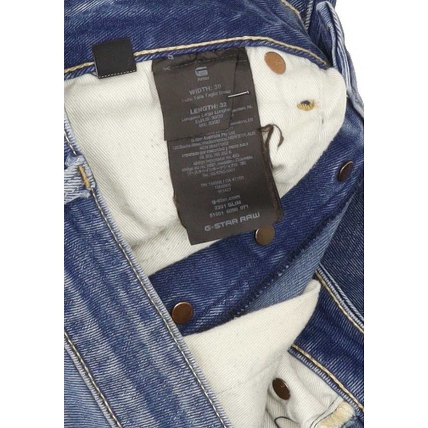 G-Star 3301 Men Blue Straight Slim Stretch Jeans W30 L31
