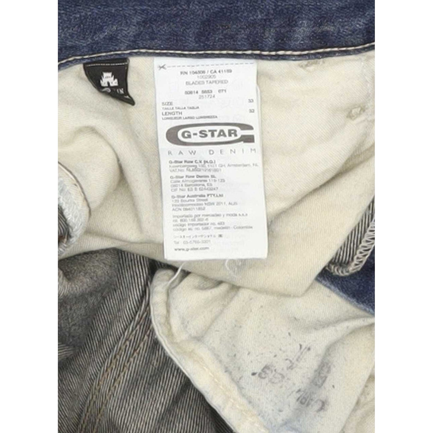 G-Star Blades Men Blue Tapered Regular Jeans W33 L32