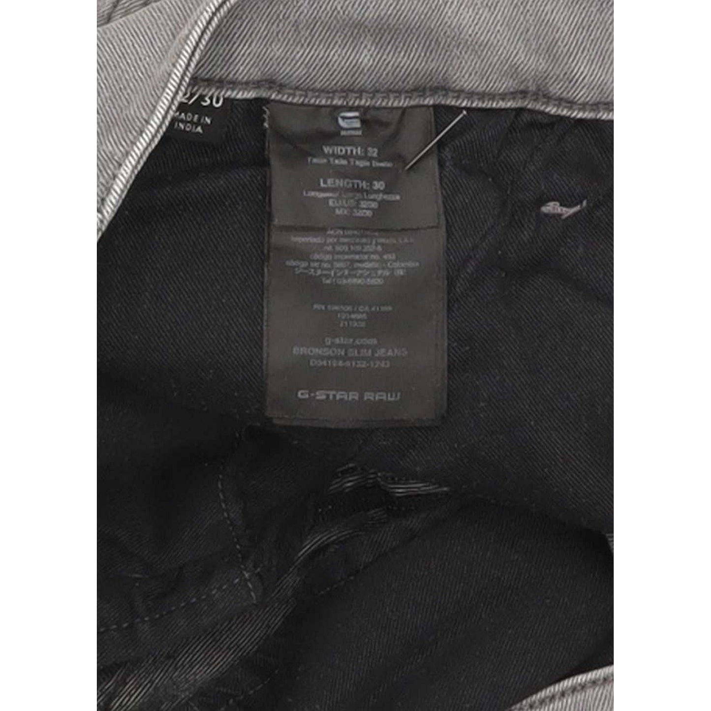 G-Star Bronson Men Grey Straight Slim Stretch Jeans W33 L30