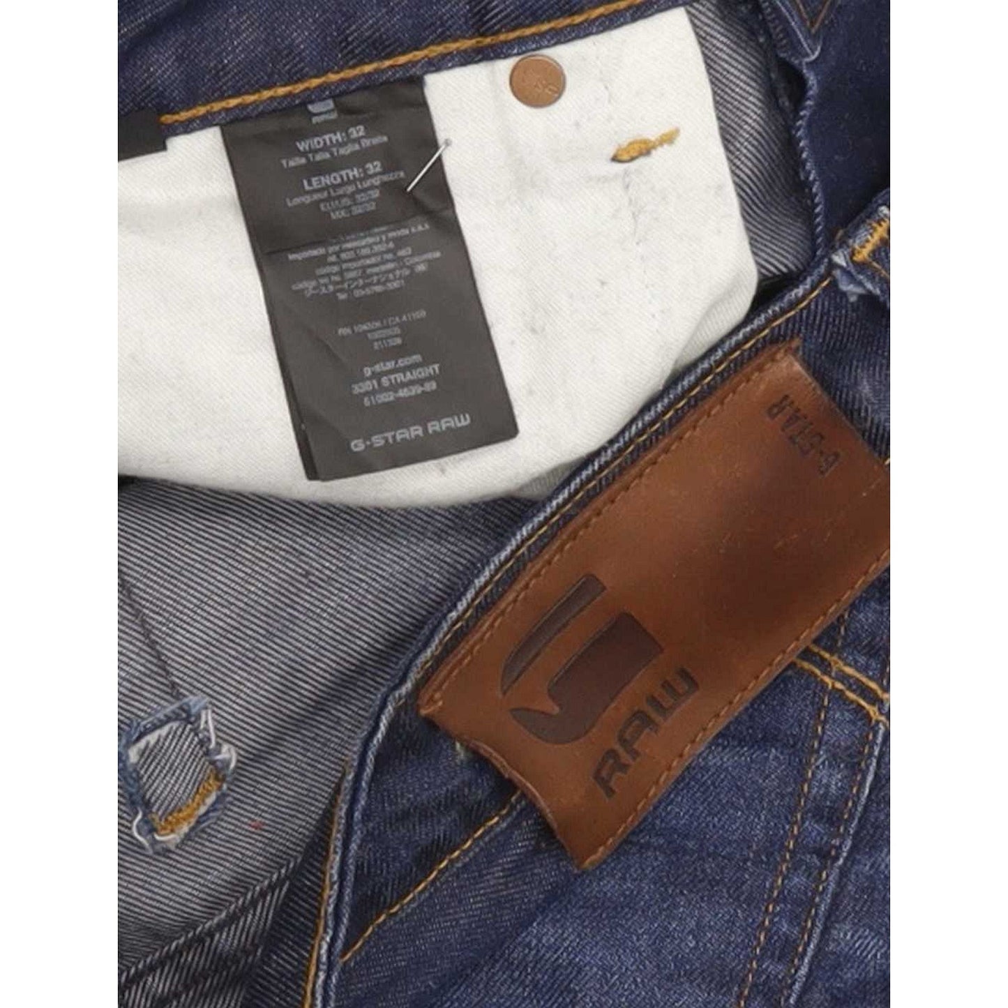 G-Star 3301 Men Blue Straight Regular Jeans W32 L31