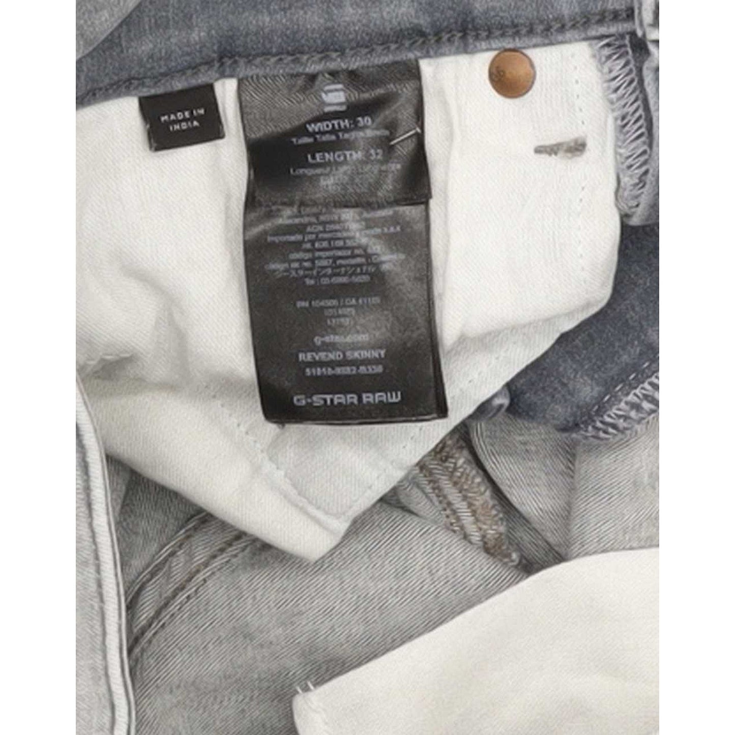 G-Star Revend Men Grey Skinny Slim Stretch Jeans W30 L32